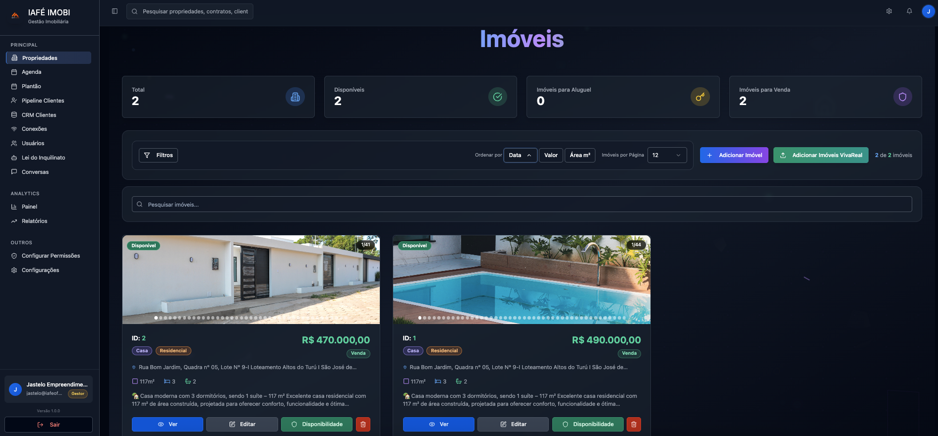 Interface da plataforma IAFÉ IMOBI em destaque